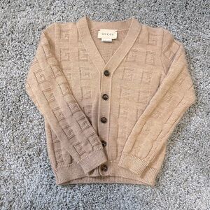 Gucci 18-24M Toddler Tan Monogram Sweater 100% Lana Wool